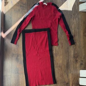 Michael Kors Red and Black Knit Set